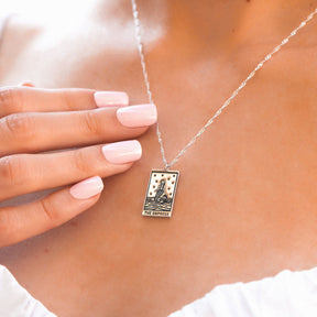 Silver Tarot Card Pendant Necklace