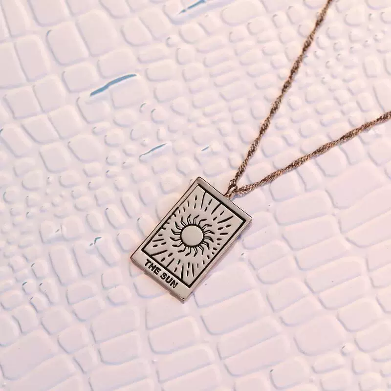 Silver Tarot Card Pendant Necklace