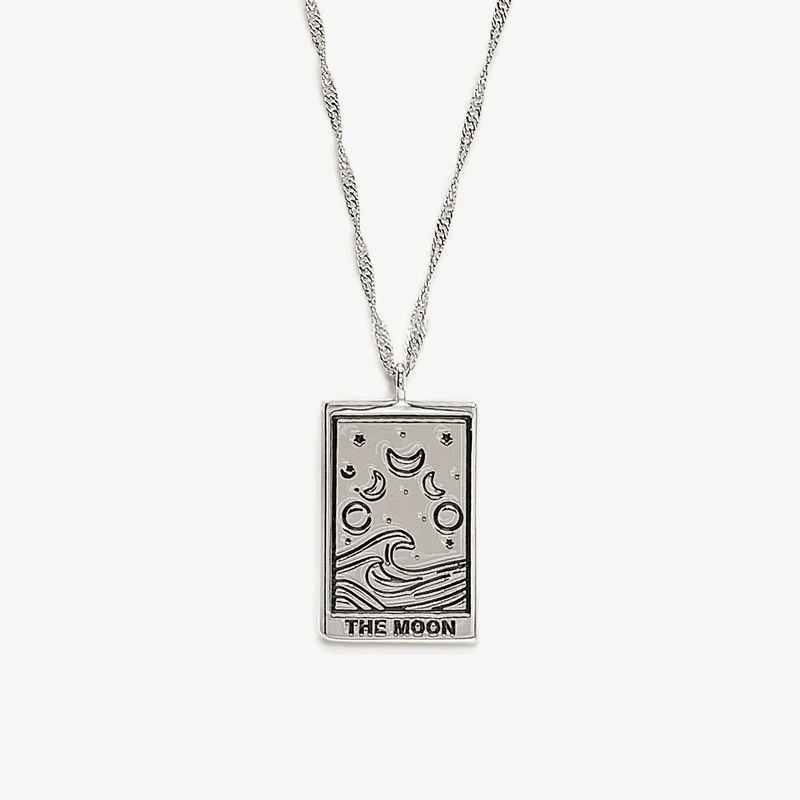 Silver Tarot Card Pendant Necklace