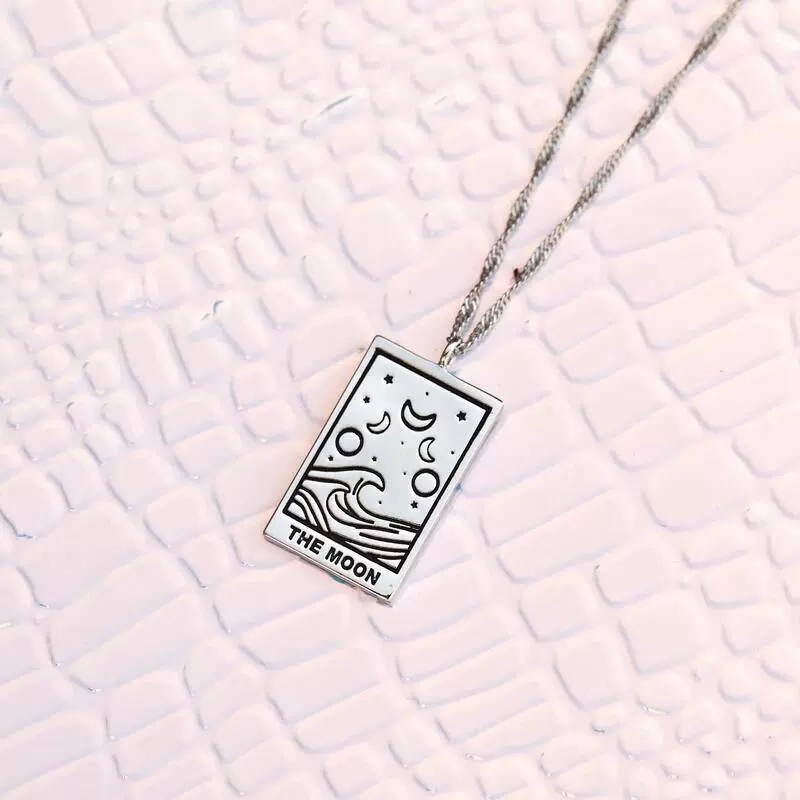 Silver Tarot Card Pendant Necklace