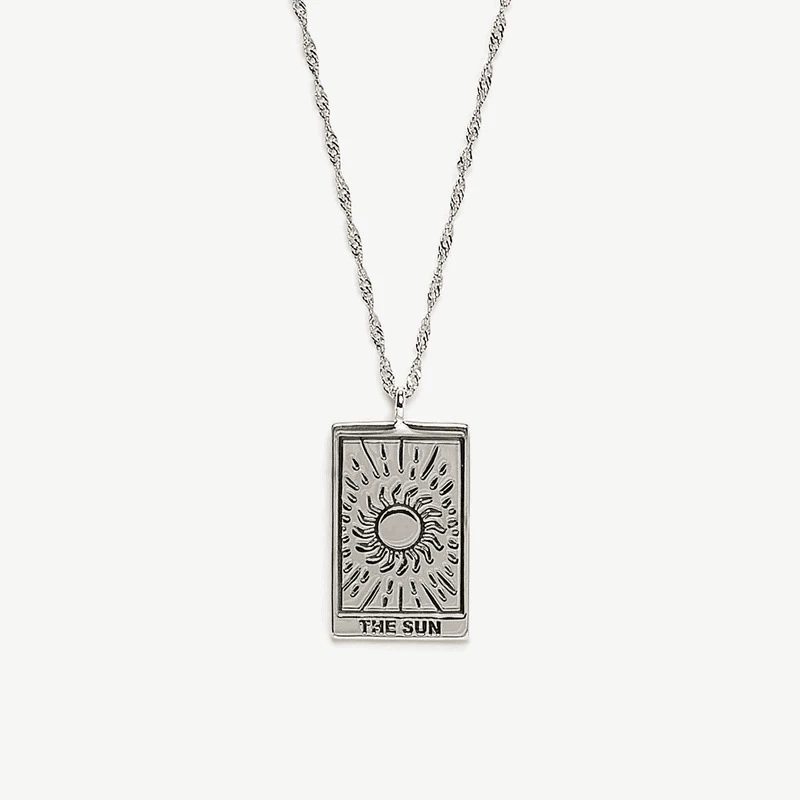 Silver Tarot Card Pendant Necklace