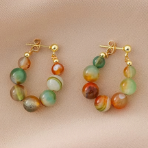 Vintage Colored Agate Bead Drop Earrings