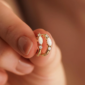 Minimalist Opal Huggie Hoop Earring