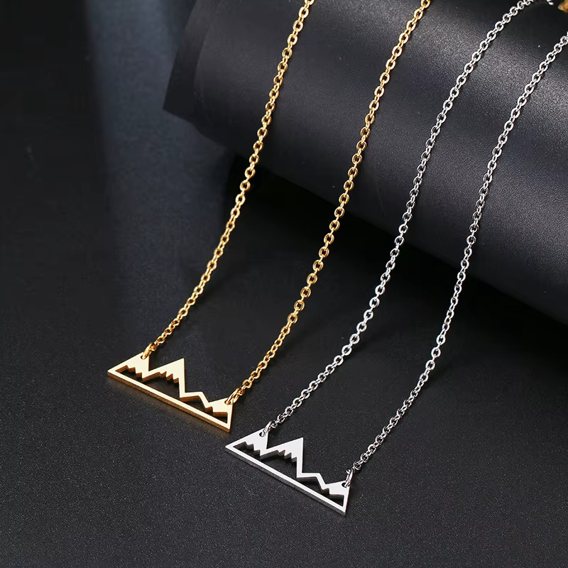 Stainless Steel Gold or Silver Mountain Range Necklace