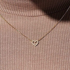 Dainty Diamond Heart Necklace Tiny Love Heart Everyday Necklace
