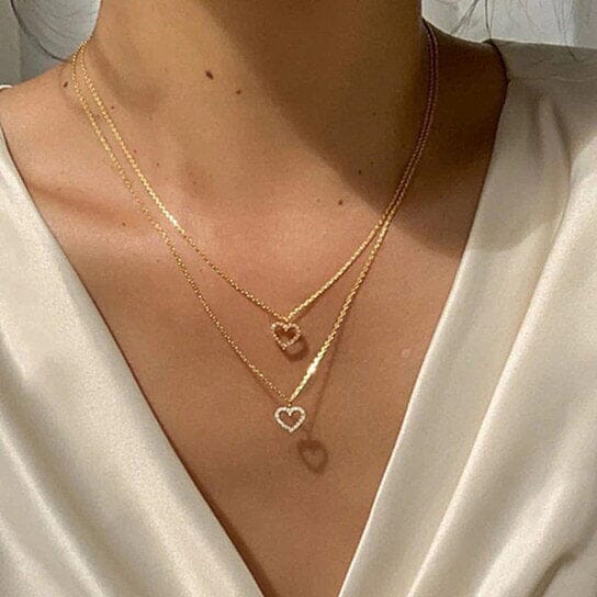 Dainty Diamond Heart Necklace Tiny Love Heart Everyday Necklace