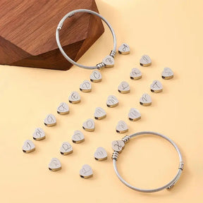 Heart Cable Initial Bracelet Hypoallergenic and Adjustable