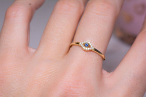 Dainty Evil Eye Stacking Ring
