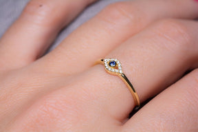 Dainty Evil Eye Stacking Ring