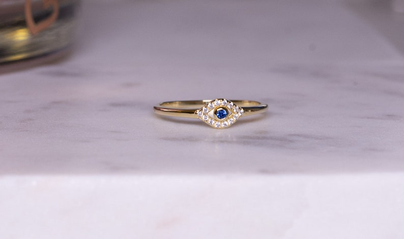 Dainty Evil Eye Stacking Ring