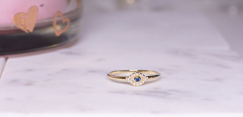 Dainty Evil Eye Stacking Ring
