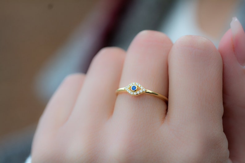 Dainty Evil Eye Stacking Ring