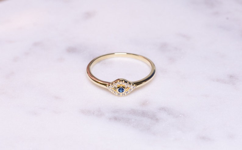 Dainty Evil Eye Stacking Ring