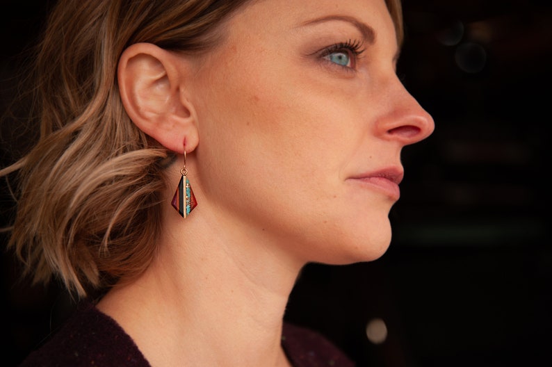 Turquoise and Copper Teardrop Earrings
