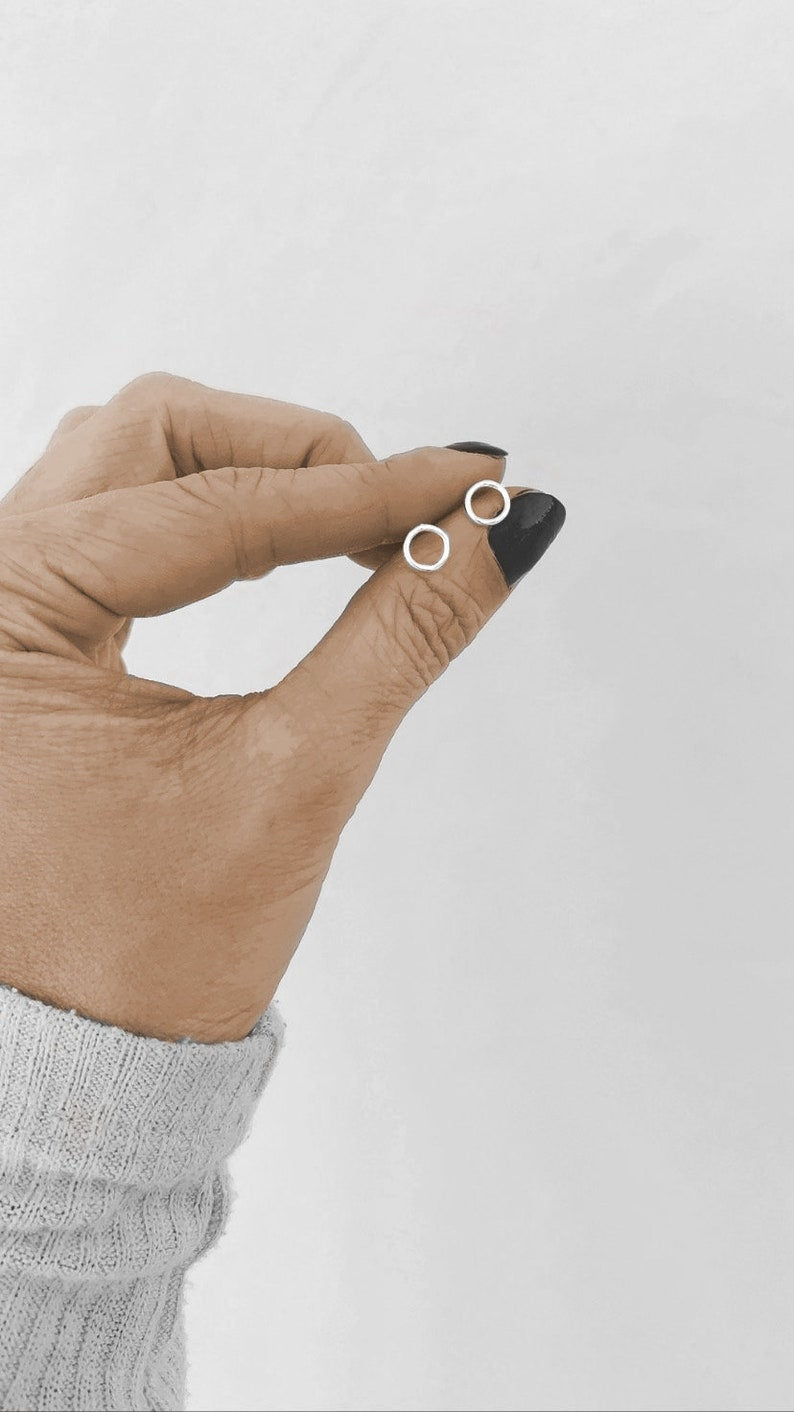 Open Circle Stud Earrings