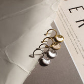 Hoop Earrings with Pearl Circle Charm
