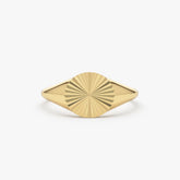 14k Solid Gold Sun Signet Ring