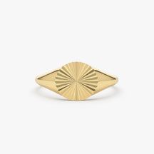 14k Solid Gold Sun Signet Ring