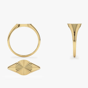 14k Solid Gold Sun Signet Ring