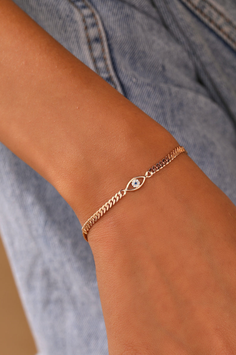 Sterling Silver Evil Eye Bracelet