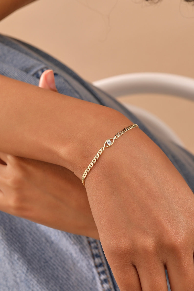 Sterling Silver Evil Eye Bracelet