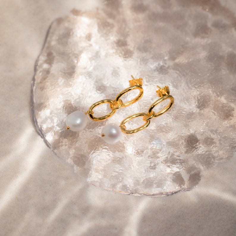 Pearl Drop Stud Earrings