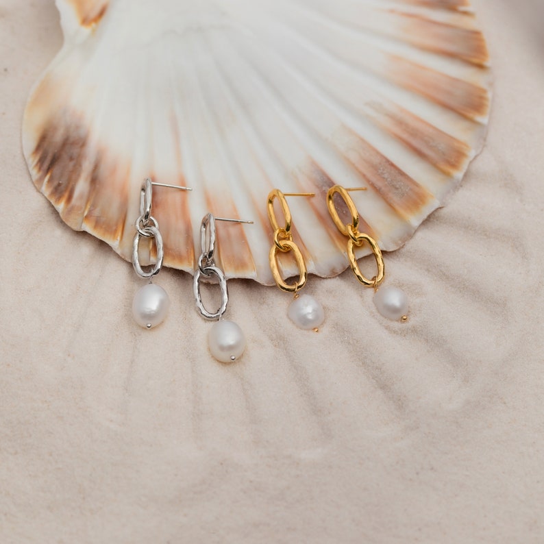Pearl Drop Stud Earrings