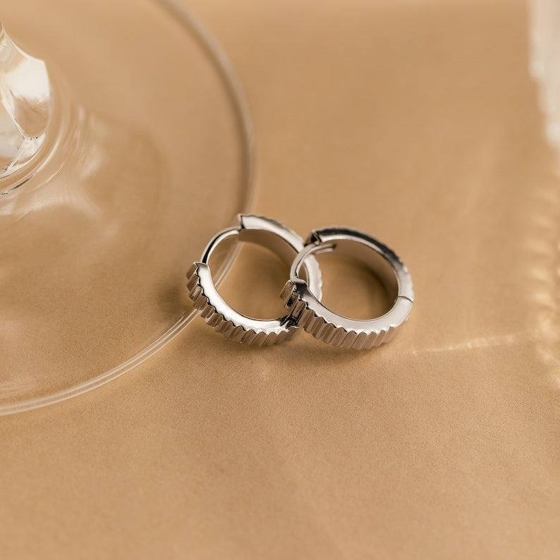 Ribbed Huggie Earrings
