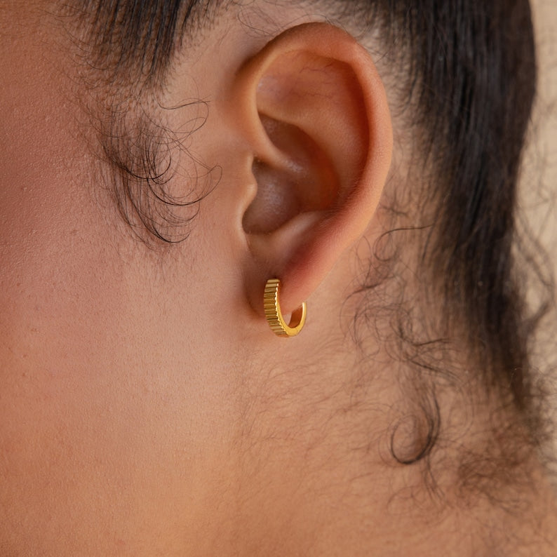 Ribbed Huggie Earrings