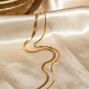 Duo Chain Herringbone Necklace