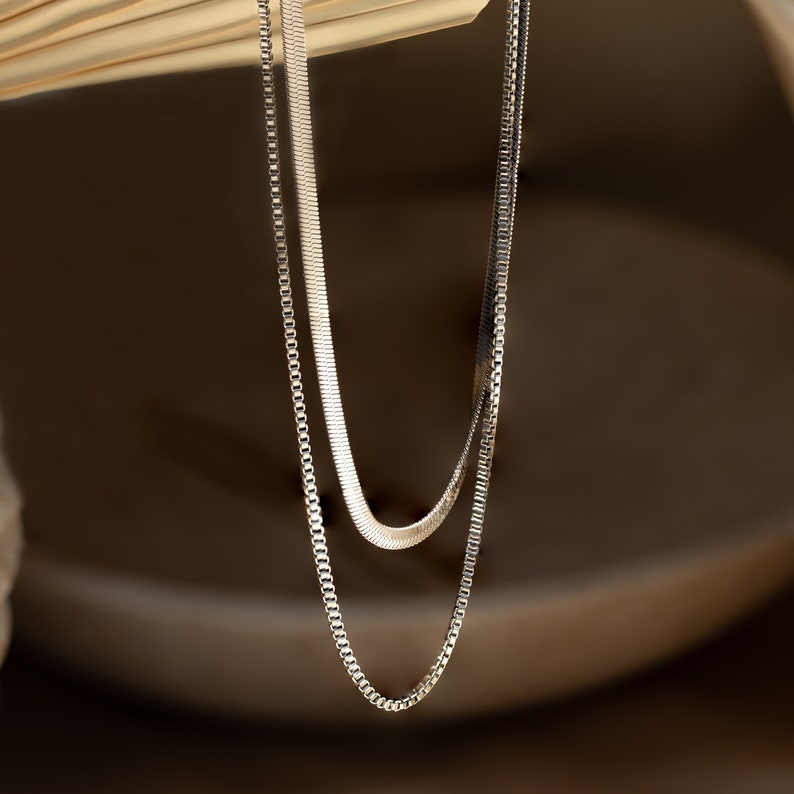 Duo Chain Herringbone Necklace