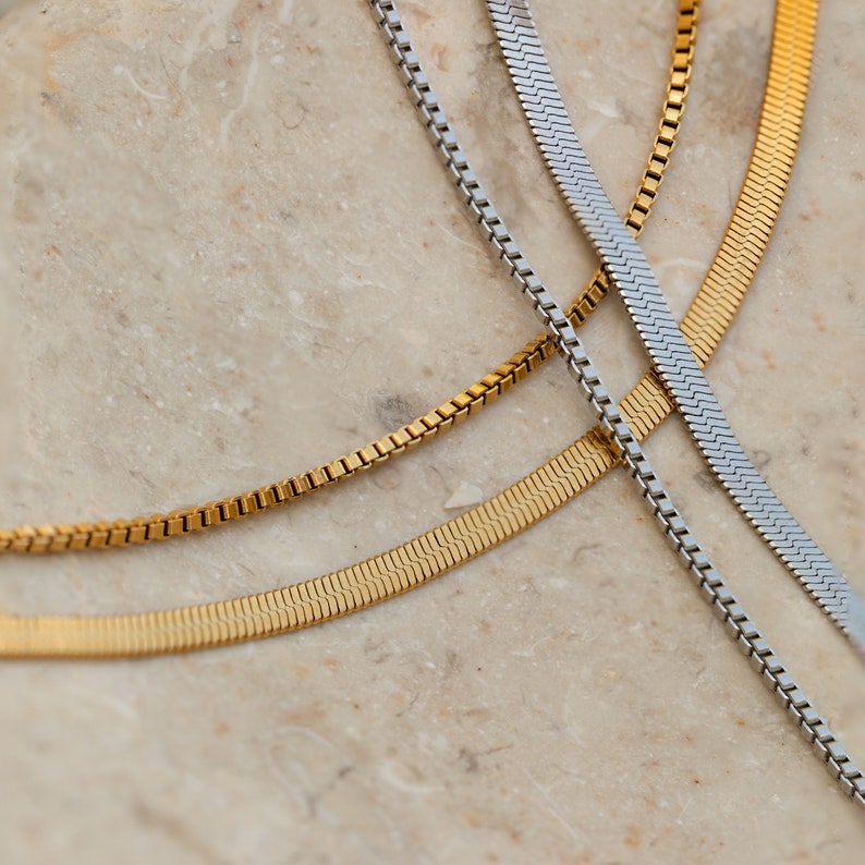 Duo Chain Herringbone Necklace