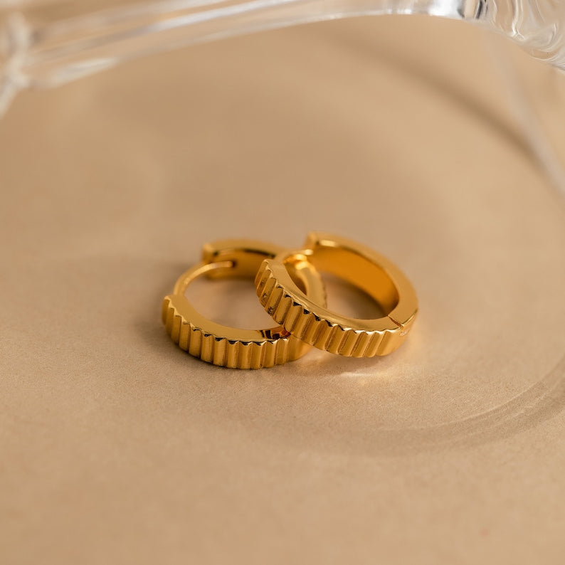 Ribbed Huggie Earrings