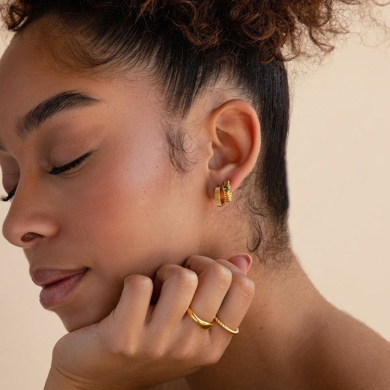 Ribbed Huggie Earrings