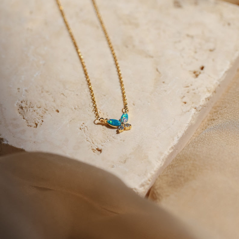 Opal Butterfly Necklace