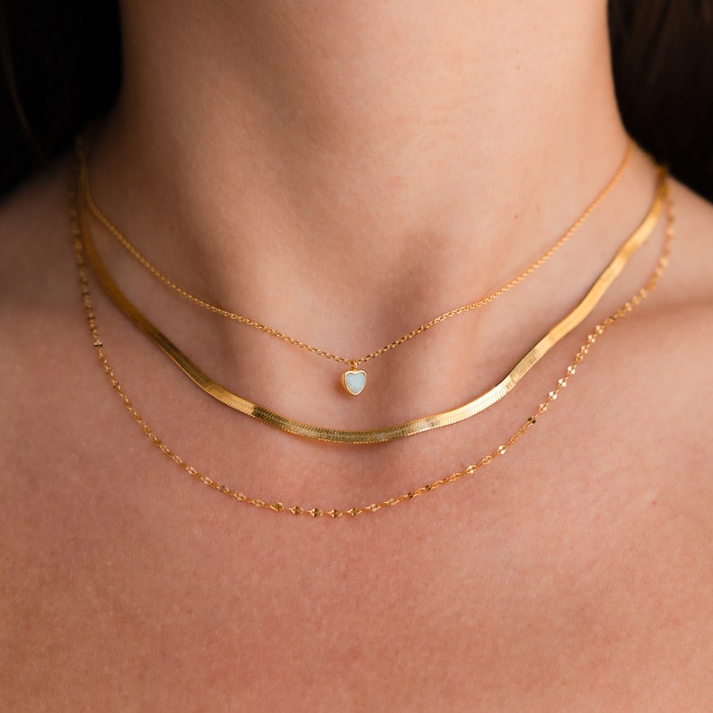 Dainty Opal Heart Necklace