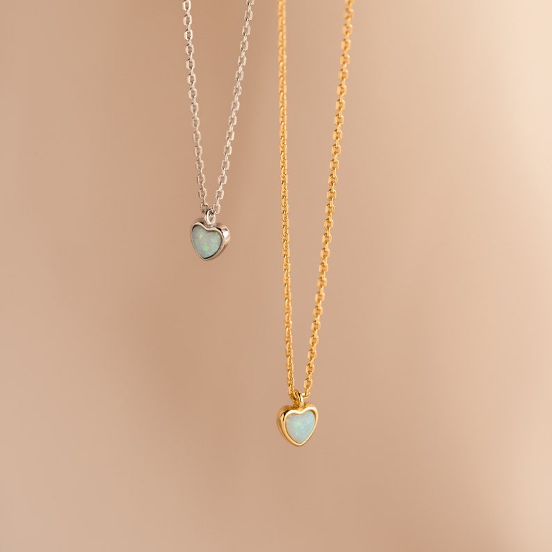 Dainty Opal Heart Necklace