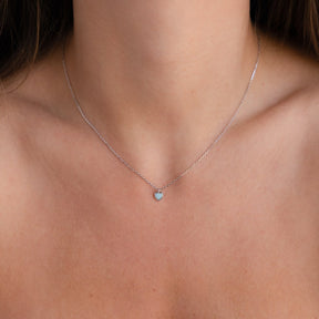 Dainty Opal Heart Necklace