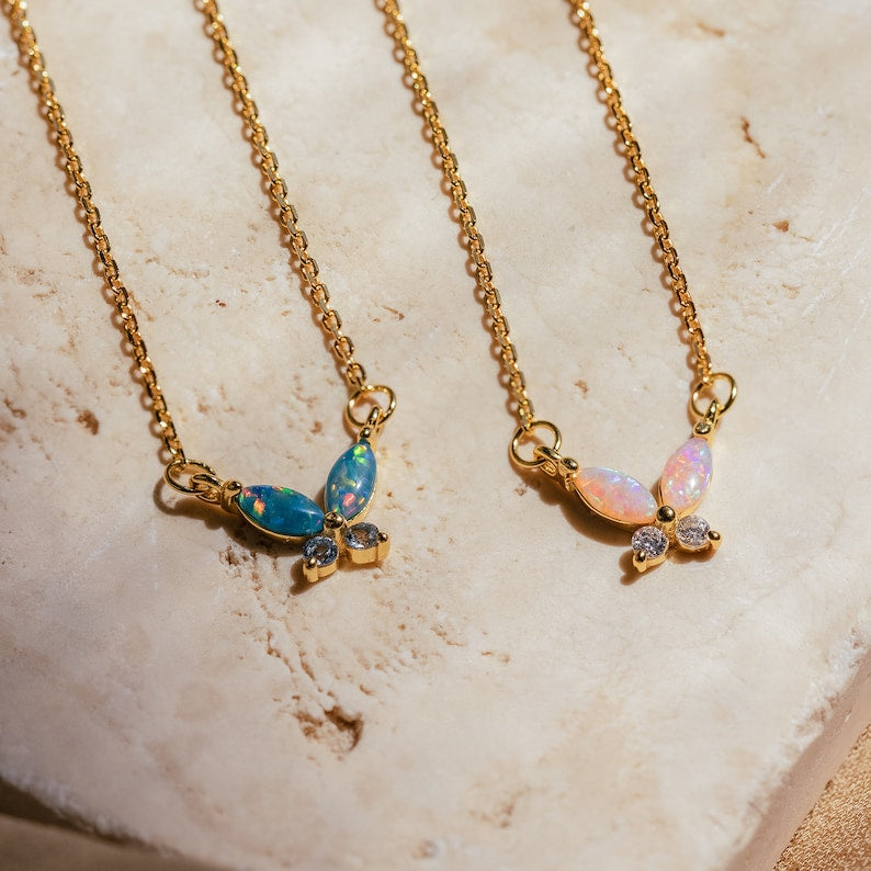 Opal Butterfly Necklace
