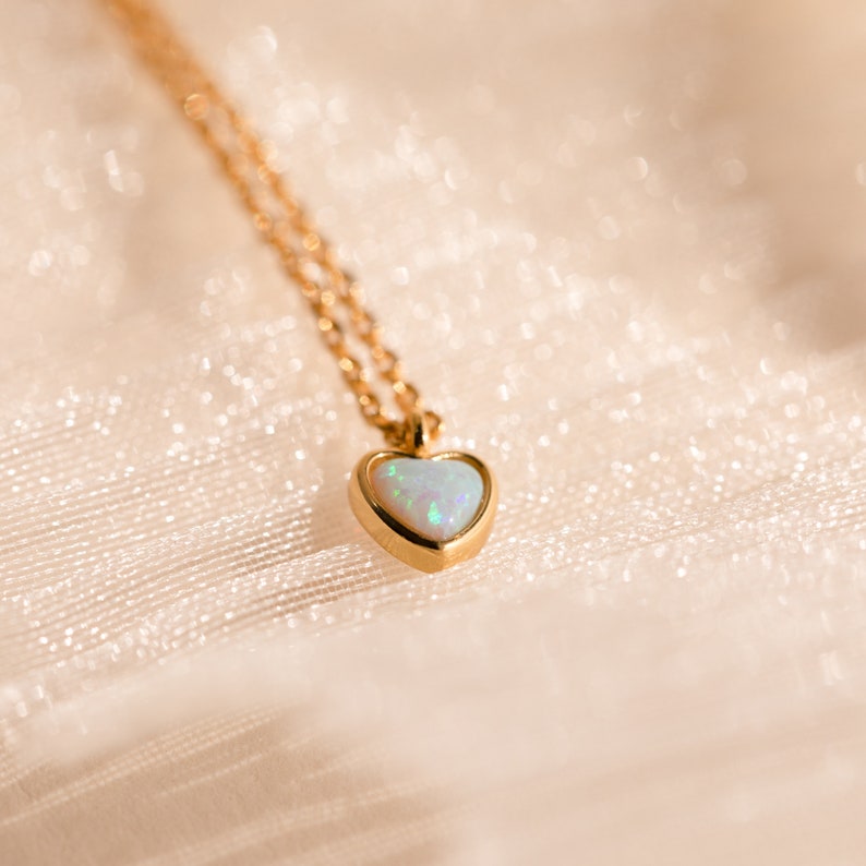 Dainty Opal Heart Necklace