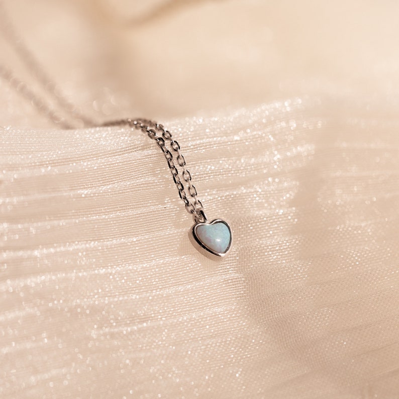 Dainty Opal Heart Necklace