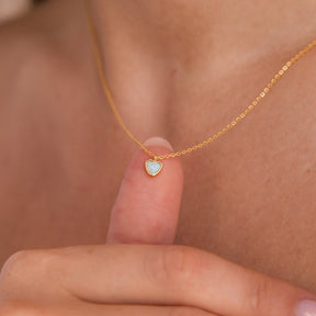 Dainty Opal Heart Necklace