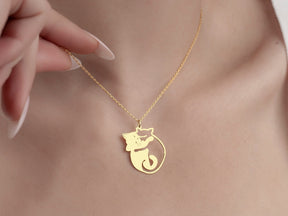 Hugging Cats Necklace
