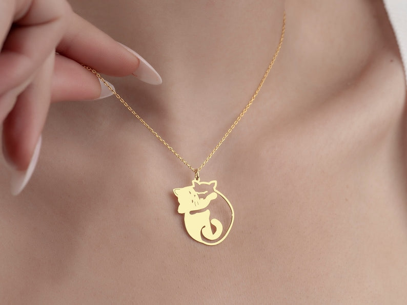 Hugging Cats Necklace