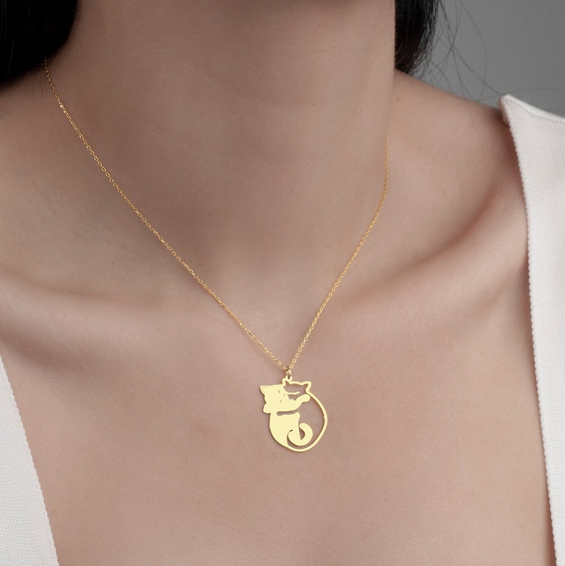Hugging Cats Necklace