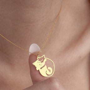 Hugging Cats Necklace