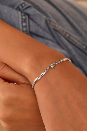 Sterling Silver Evil Eye Bracelet
