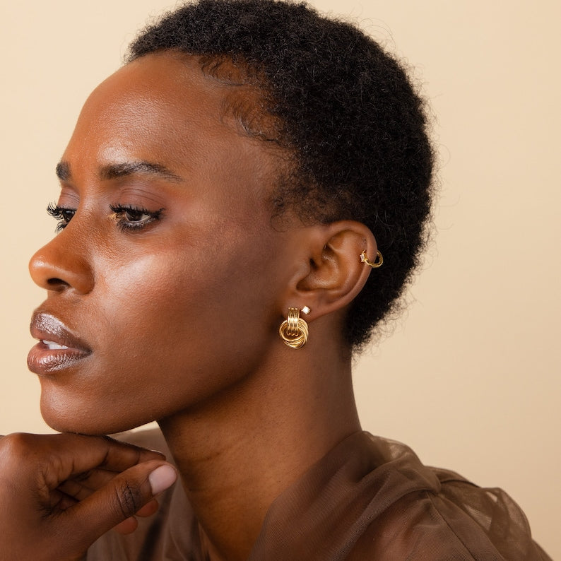 Double Hoop Studs Earrings