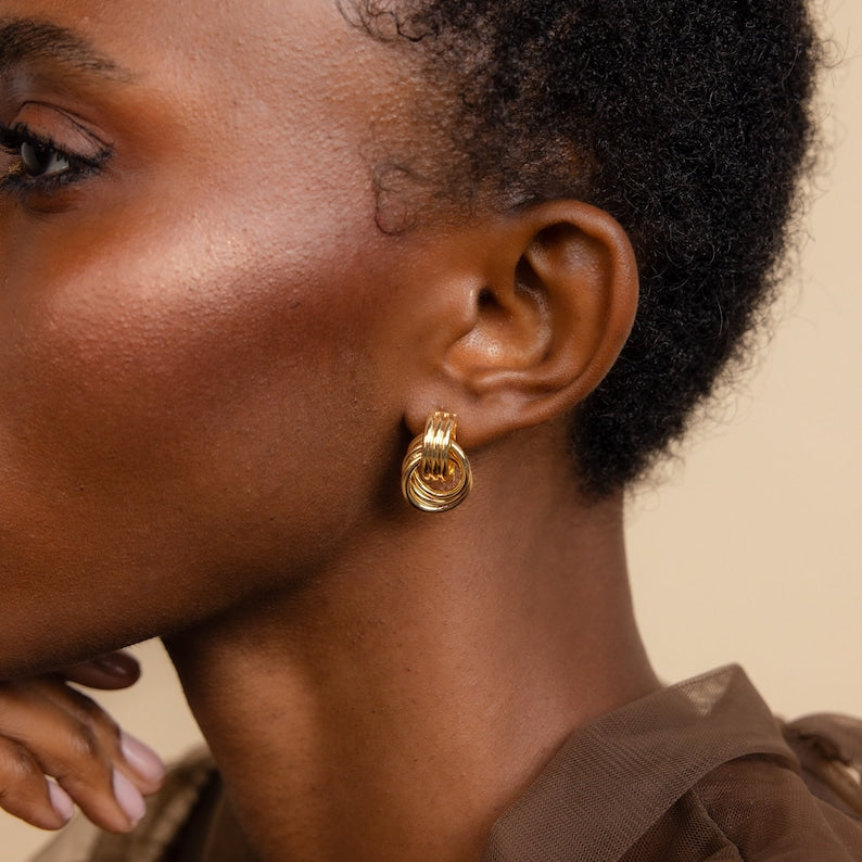Double Hoop Studs Earrings