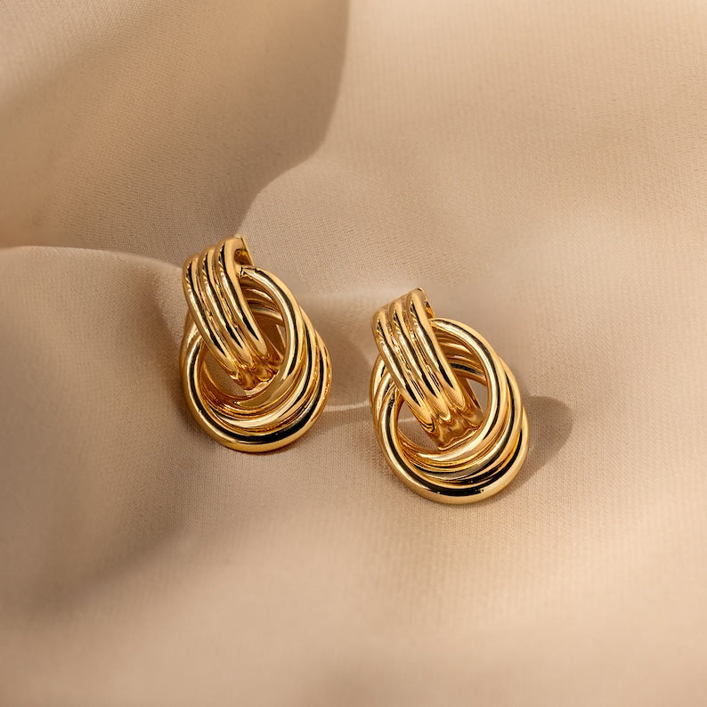 Double Hoop Studs Earrings